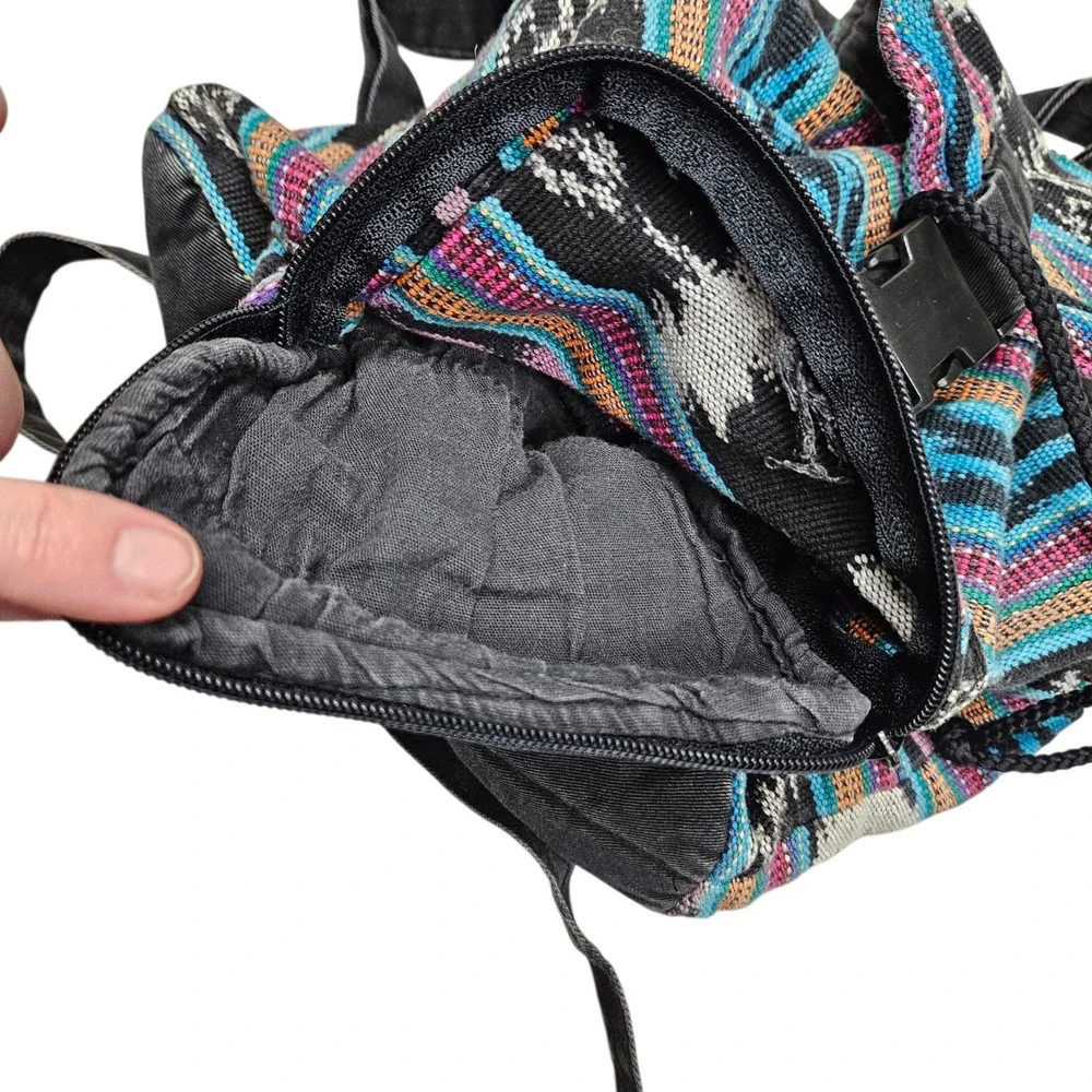 Striped Tapestry Mini Backpack Bag‎ Travel Festival Multicolor Boho Bohemian